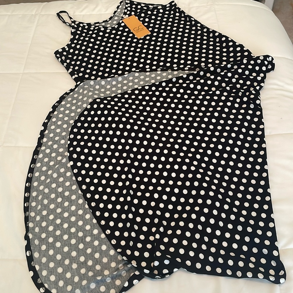 GC GRECERELLE - women’s black and white Polka Dot Maxi Dress